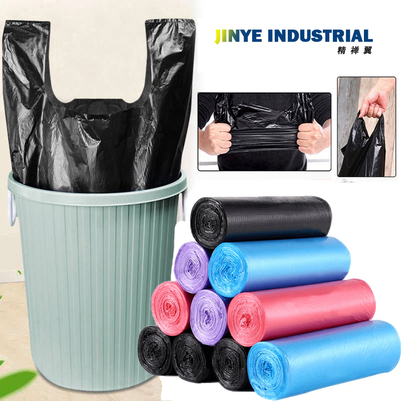 Wholesale Customized Cheap Vest Carrier Handle Trash Bag Black Plastic Garbage Bag