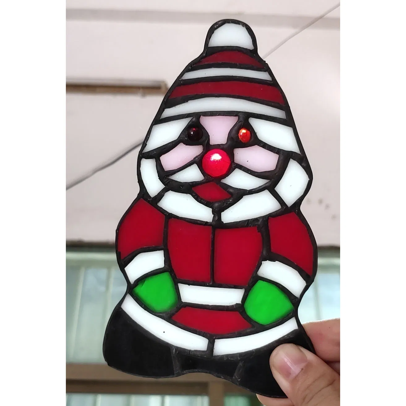 Elegant Stained Glass Panels for Christmas Sock Night Lighting