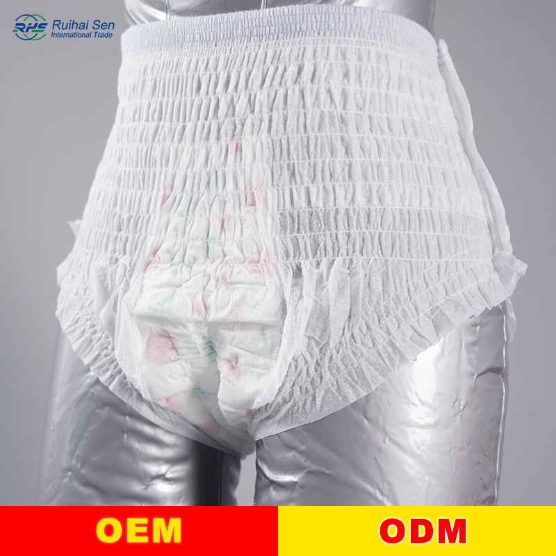 Elderly Adults Printed PE Film Incontinence Diapers Disposable Pull up Pants