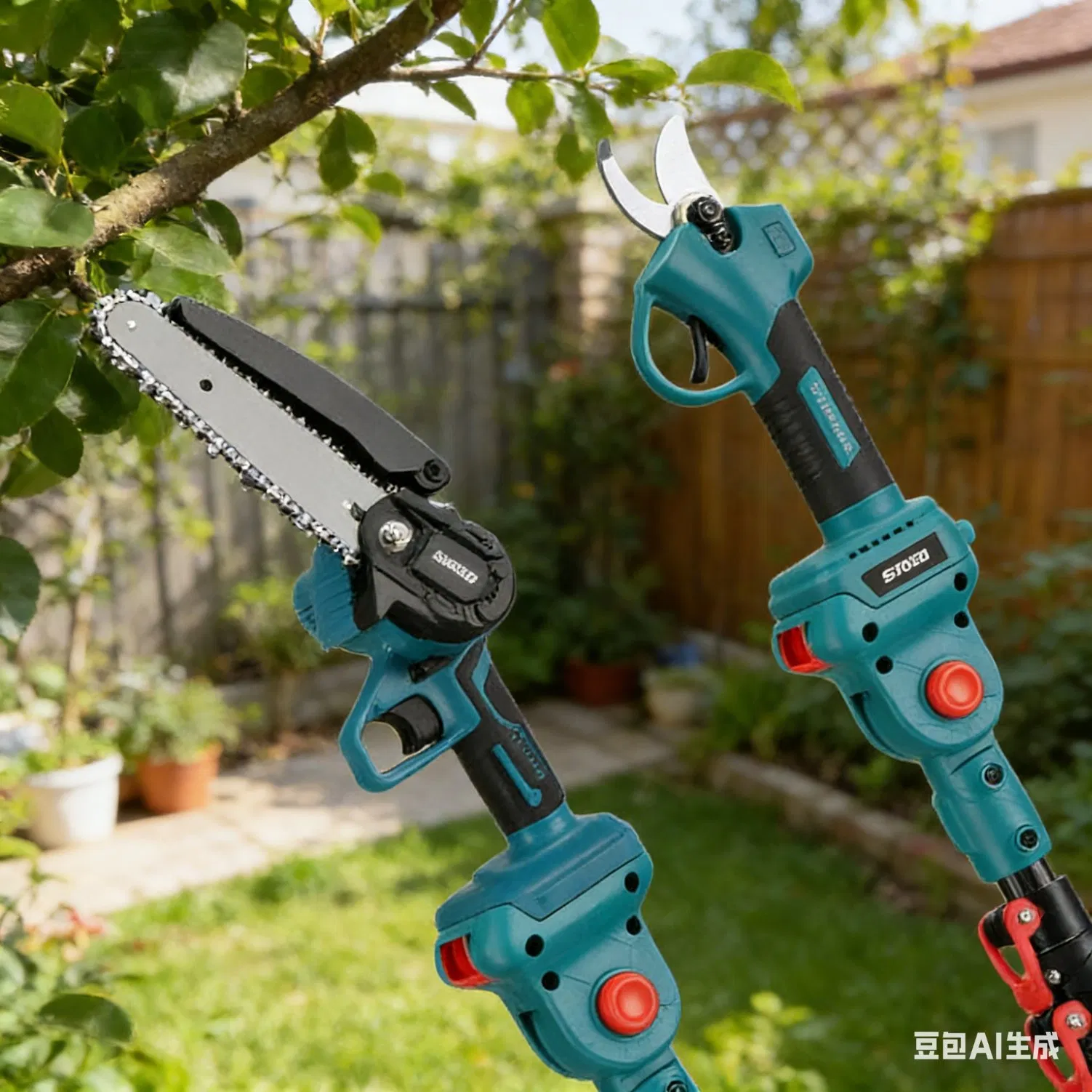 Versatile Gardening Tool Set: Scissors, Mini Saw, and Branch Pole