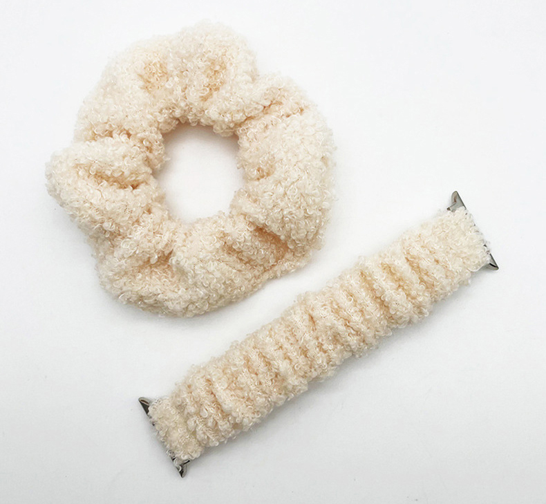 New Design Synthetic Teddy Fluff Hair Ties Band for Apple Watch