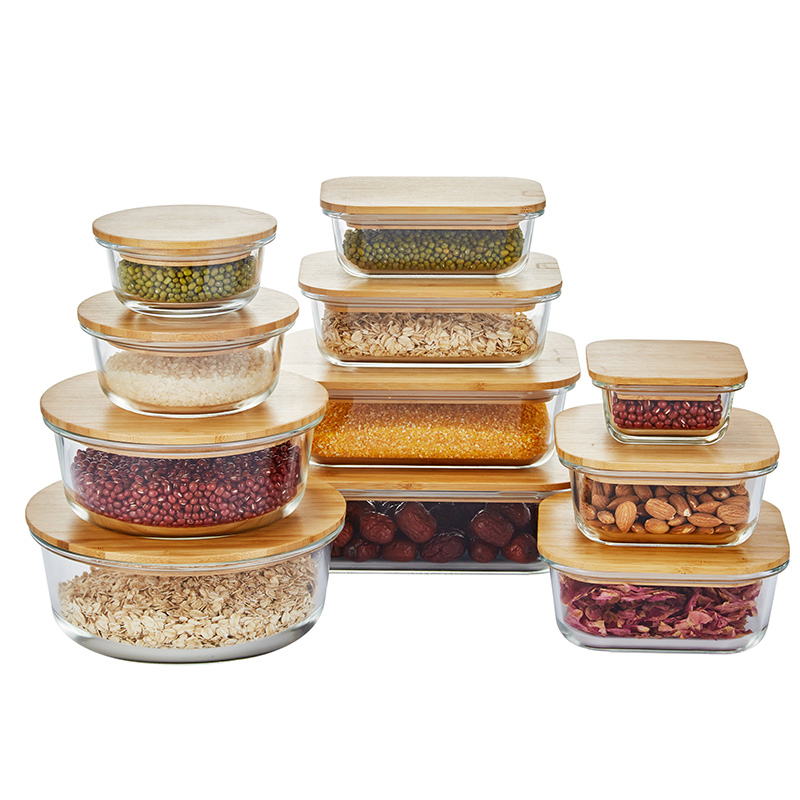 Odorless Material Food-Grade BPA-Free Glass Storage Container with Bamboo Lid Lightweight Yet Strong for Daily Use