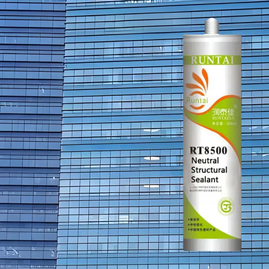 Glass/Stone/Aluminum Curtain Wall High Strength Runtai Transparent Cartridge Silicone Sealant