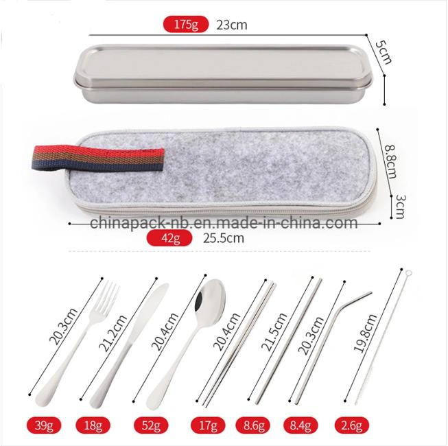 New Product 18/8 Stainless Steel Storage Container Spoon Set Box for Cutlery Set Toothbrush Box of Straw Jewelry Box