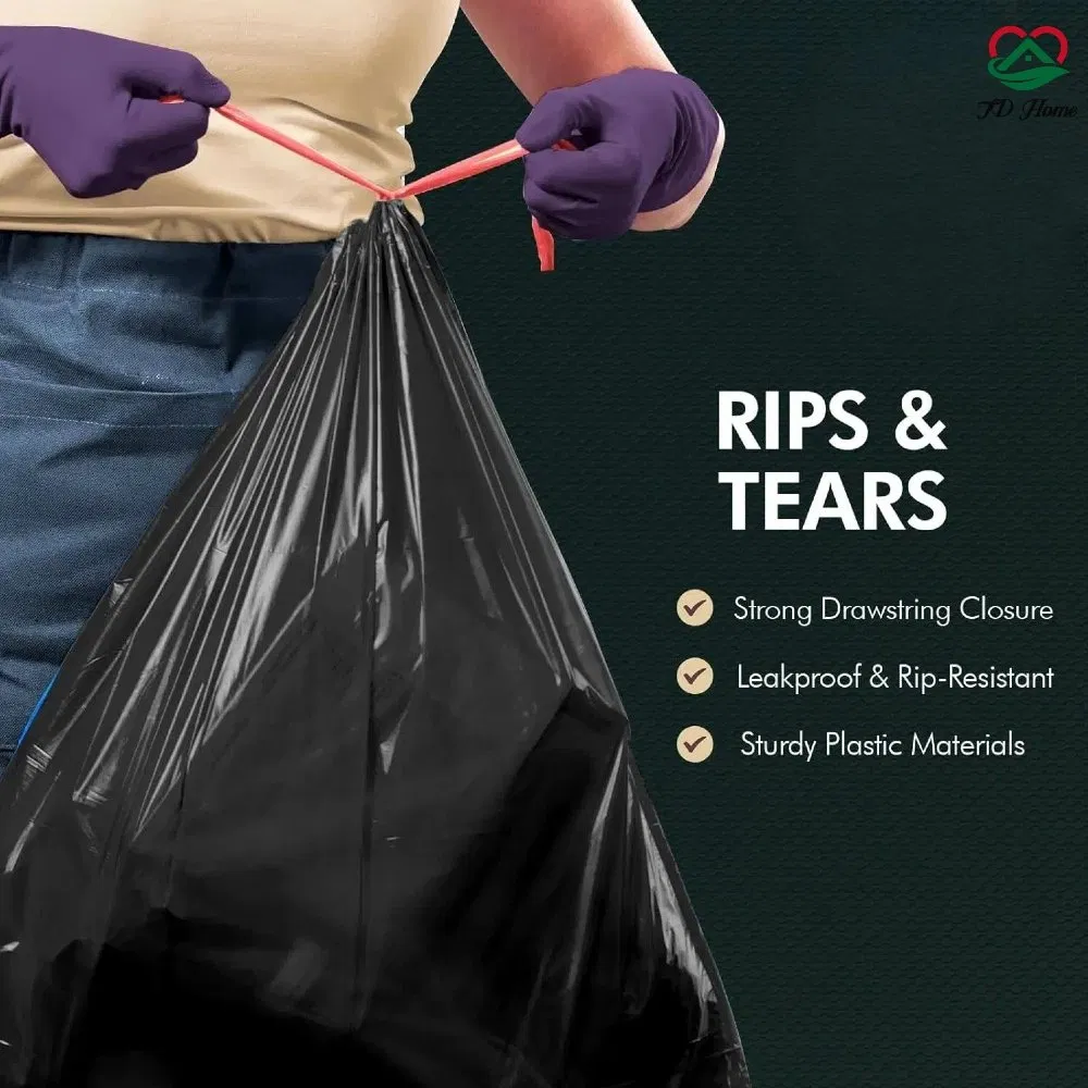 30gallon Large Size Strong Heavy Duty Black Trash Drawstring Kitchen Garbage Bags