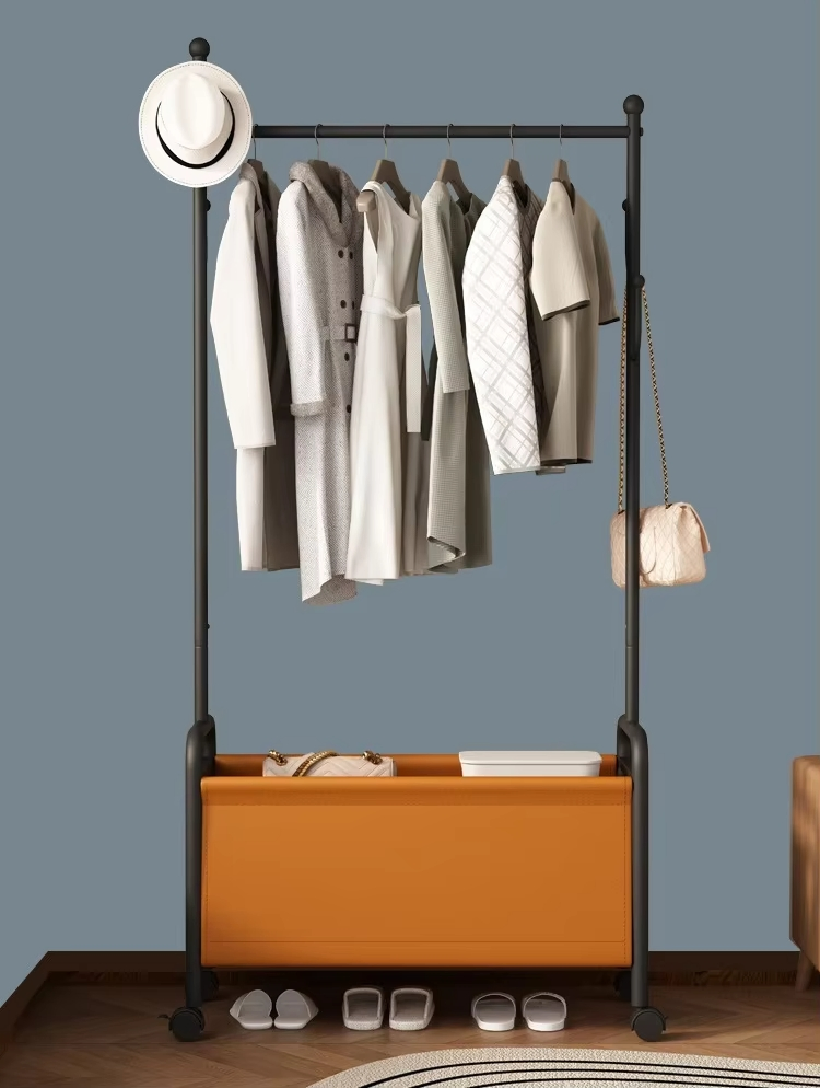 Stylish Clothes Rack with Hanging Cap and Storage Basket