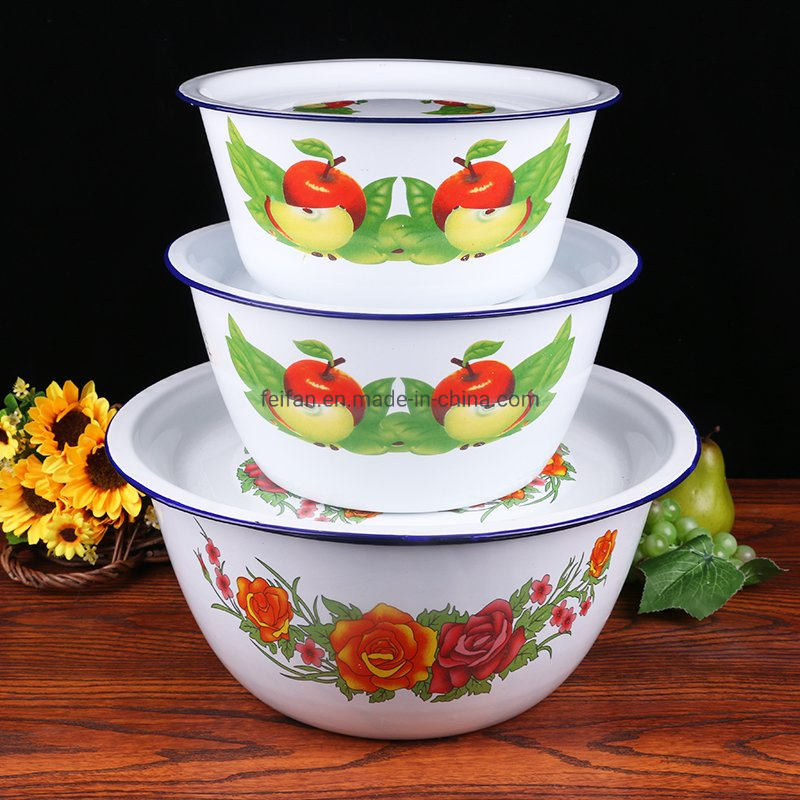 Customized Enamel Finger Bowl/Mixing Bowl/Bowl with Cover