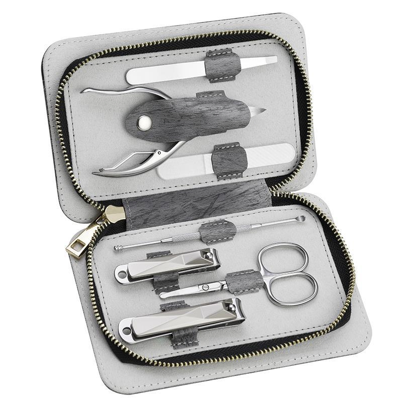 Custom Logo Professional Manicure Set Stainless Steel Nail Clippers Care Tools Set Leather Portable Travel Case Nail Kit