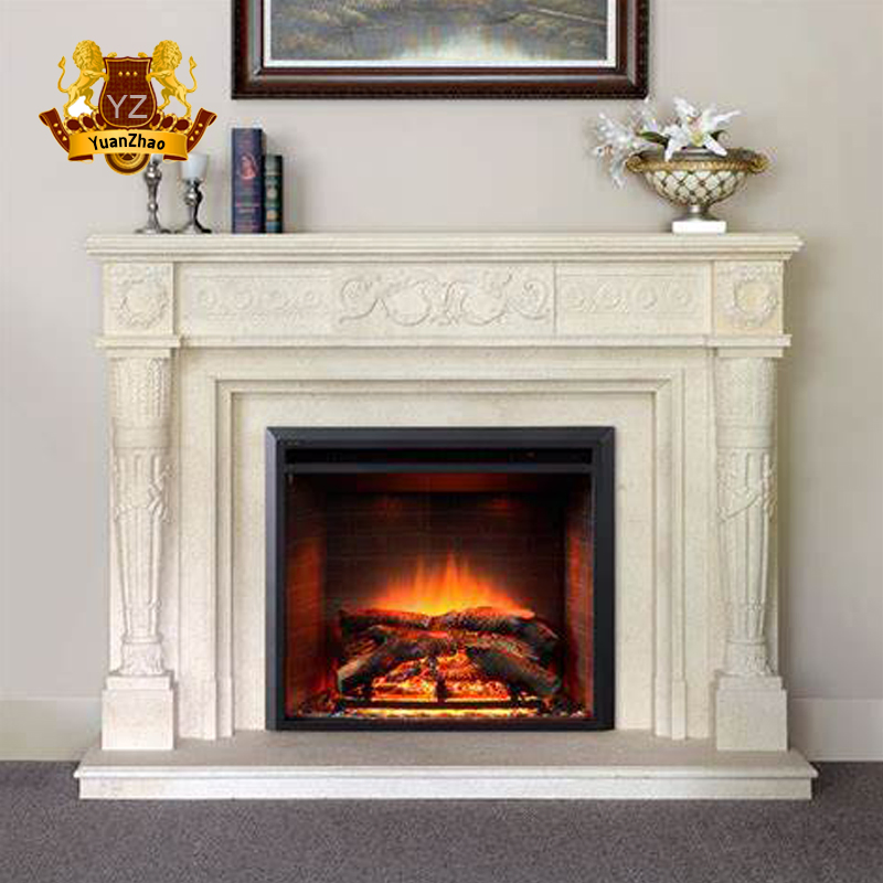 China Factory Handmade Carved Natural Stone Marble Fireplace Mantel for Home Decoration