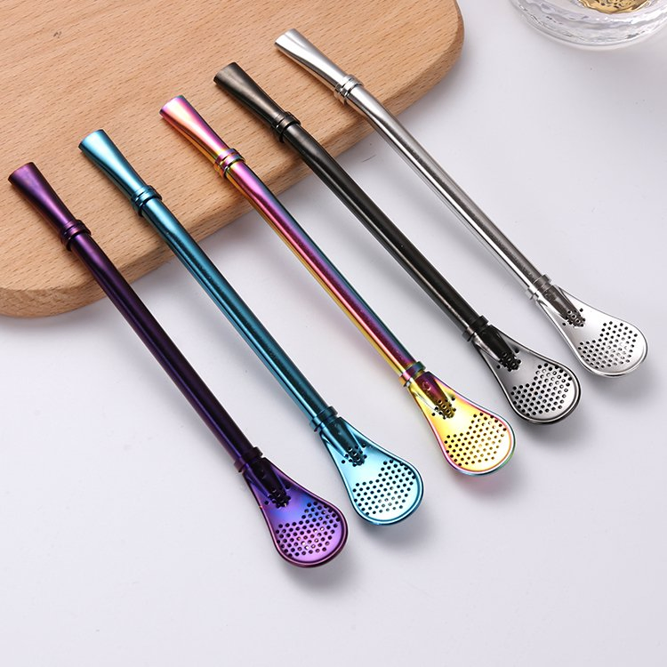 Drinkware Bombilla Yerba Mate Tea 304 Stainless Steel Metal Straw Spoons Argentina Tea Water Filter Straw for Bar Office