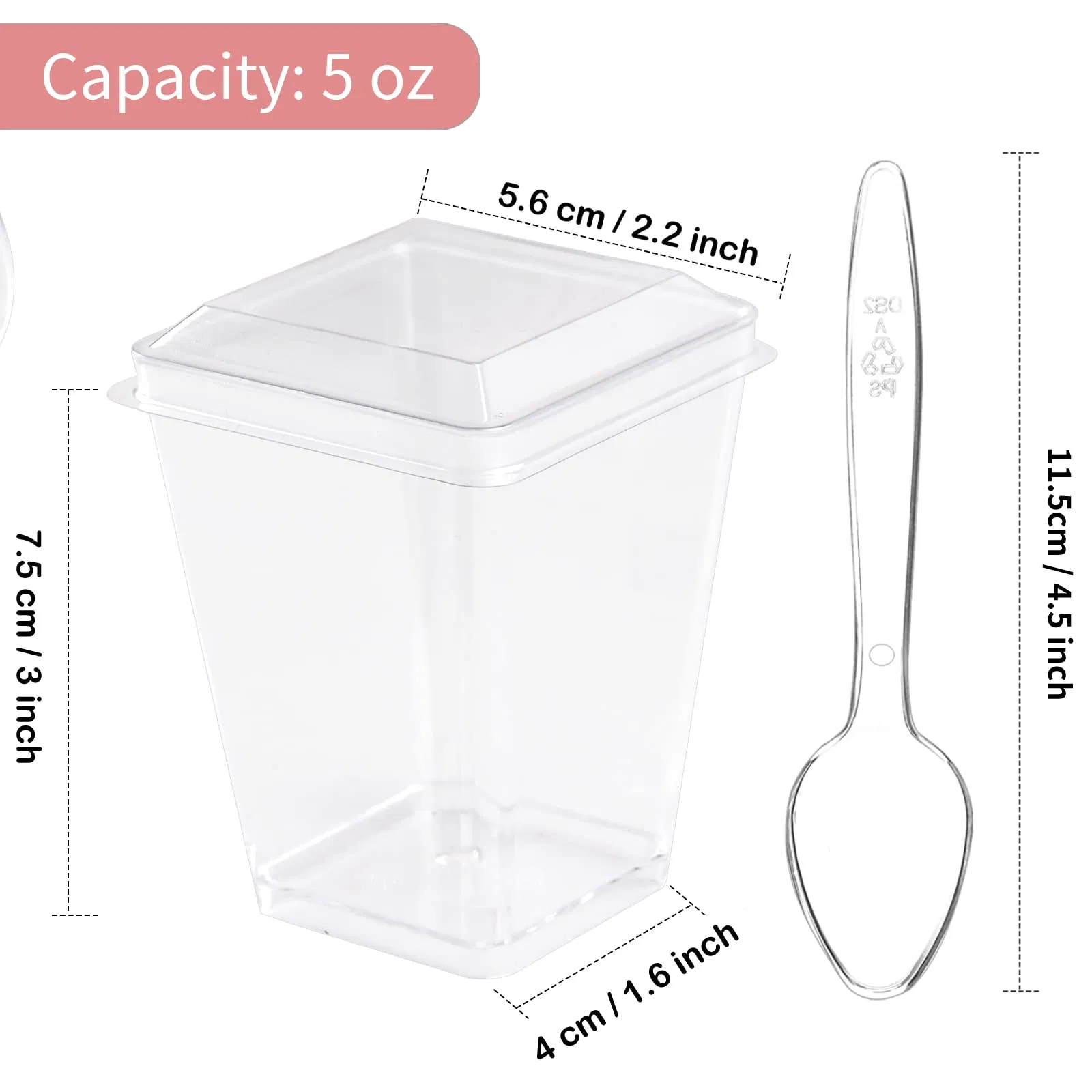 Wholesale 5oz Dessert Cups Lids Spoons Clear Mini Party Yogurt Dessert Cups