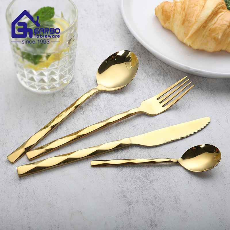 Garbo Handled PVD Golden Dinner Fork Ss410 High Quality Steak Fork