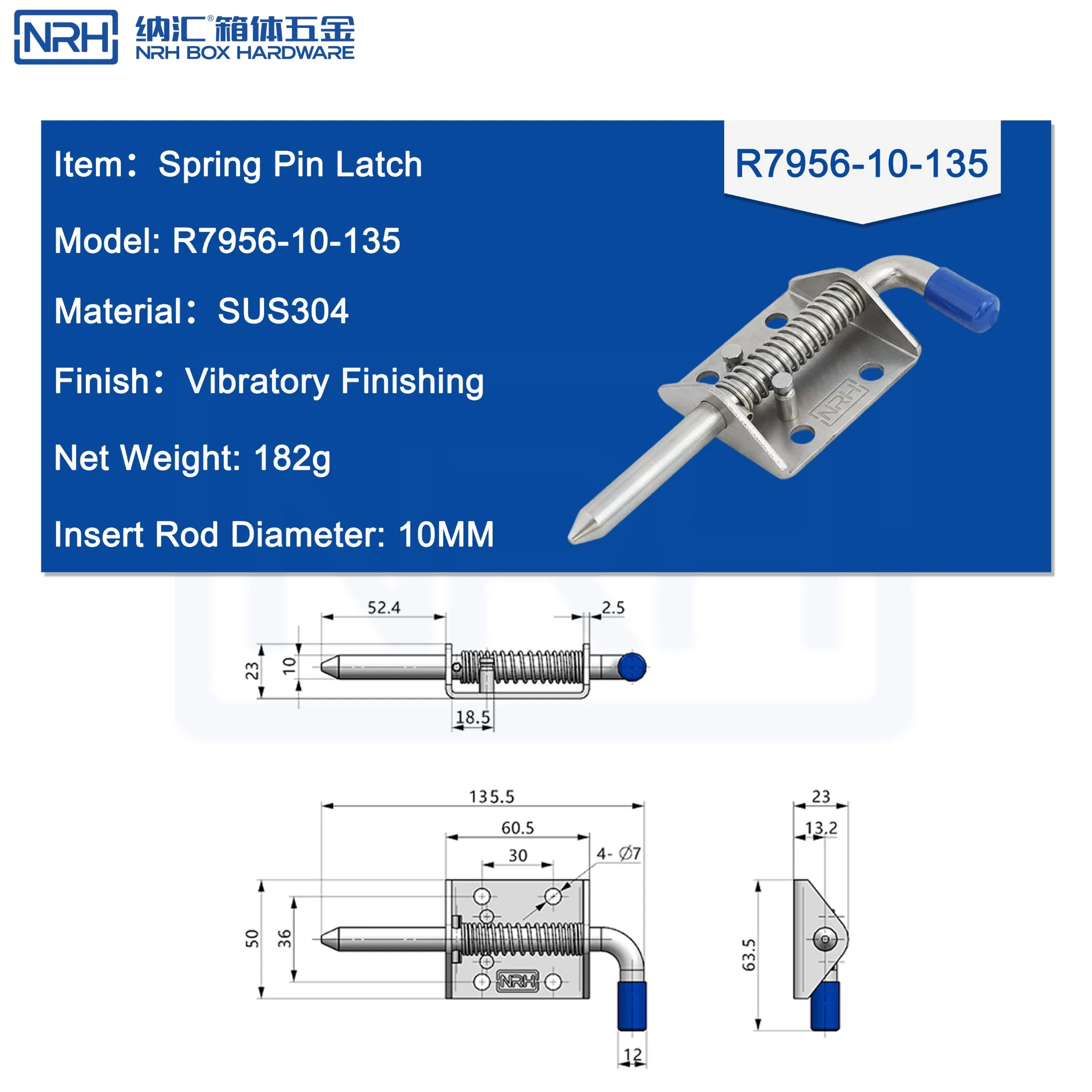 Nrh R7956 10mm Grip Handle Spring Latch for Industrial Equipment