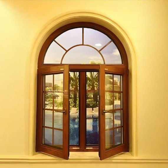 Mss-68 Series Solid Wood Arched Windows, Thermal Insulation Casement Windows