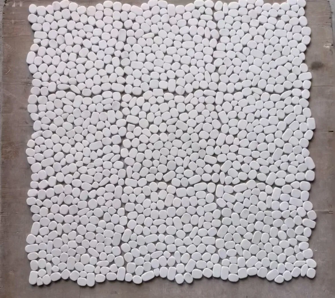 Natural stone honed white pebble mosaic tile for Indoor/Interior kitchen/bathroom Floor/wall/backsplash/Ceiling decoration