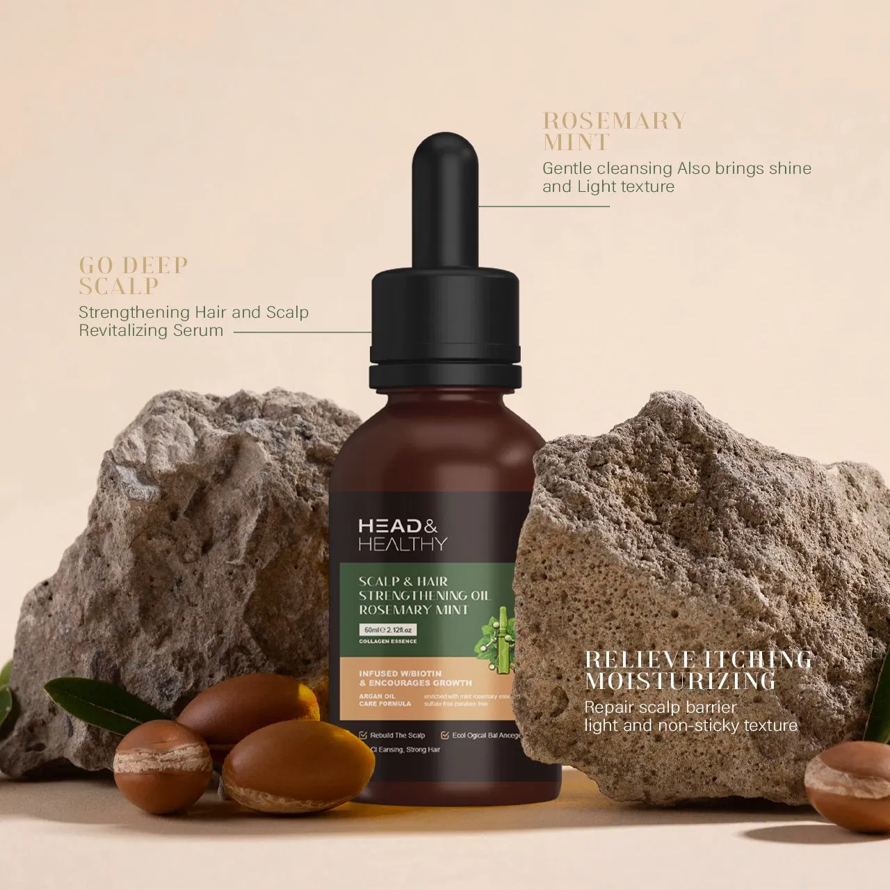 50ml Organic Honey-Rosemary Mint Scalp Oil: Refreshing, Daily & PRO Care