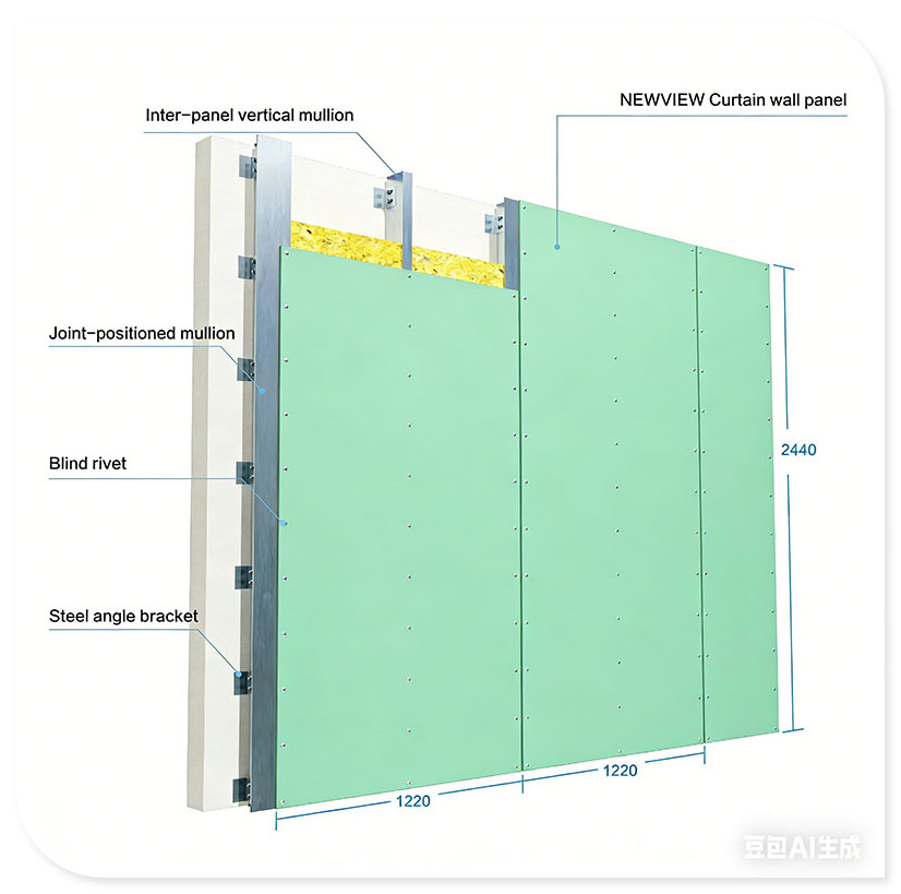 Fiber Cement Board Curtain Wall for Hotel Exterior with Waterproof Design