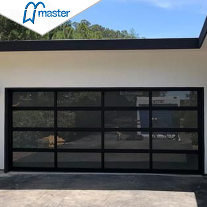 Master Well Hot Sale Luxury Modern Good Price 16X8 Automatic Seamless Glass Garage Door Mirror Aluminum Frameless Glass Garage Door for Villa