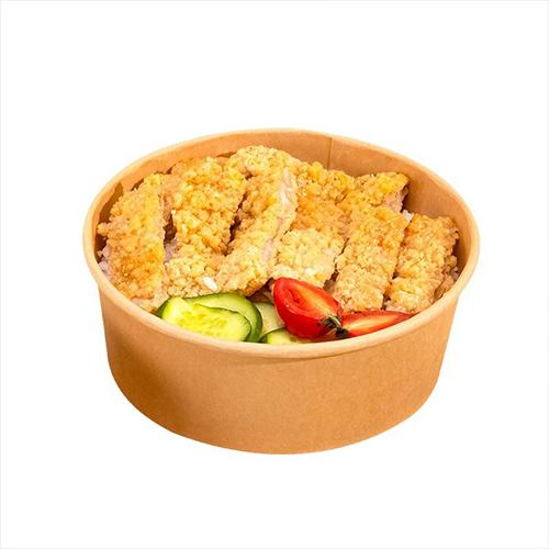 Stock 600ml Kraft Paper Salad Bowl with Paper Lid to Make Round Take-out Bowl Disposable Paper Bowl