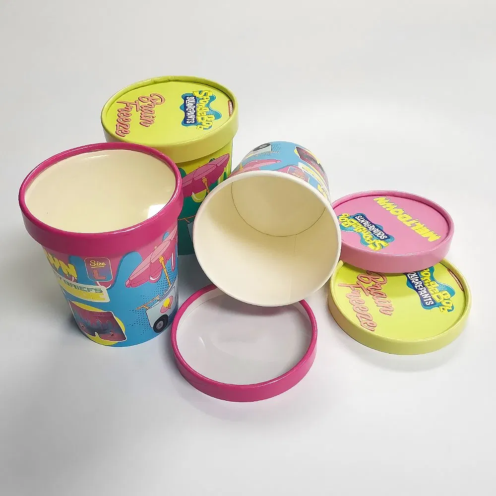 3oz 4oz 6oz Ice Cream Paper Cup with Lids and Spoon