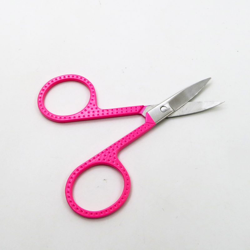 Colorful Handle with Stainless Steel Eyebrow Hair Trimming Curved Sharp Beauty Scissors
