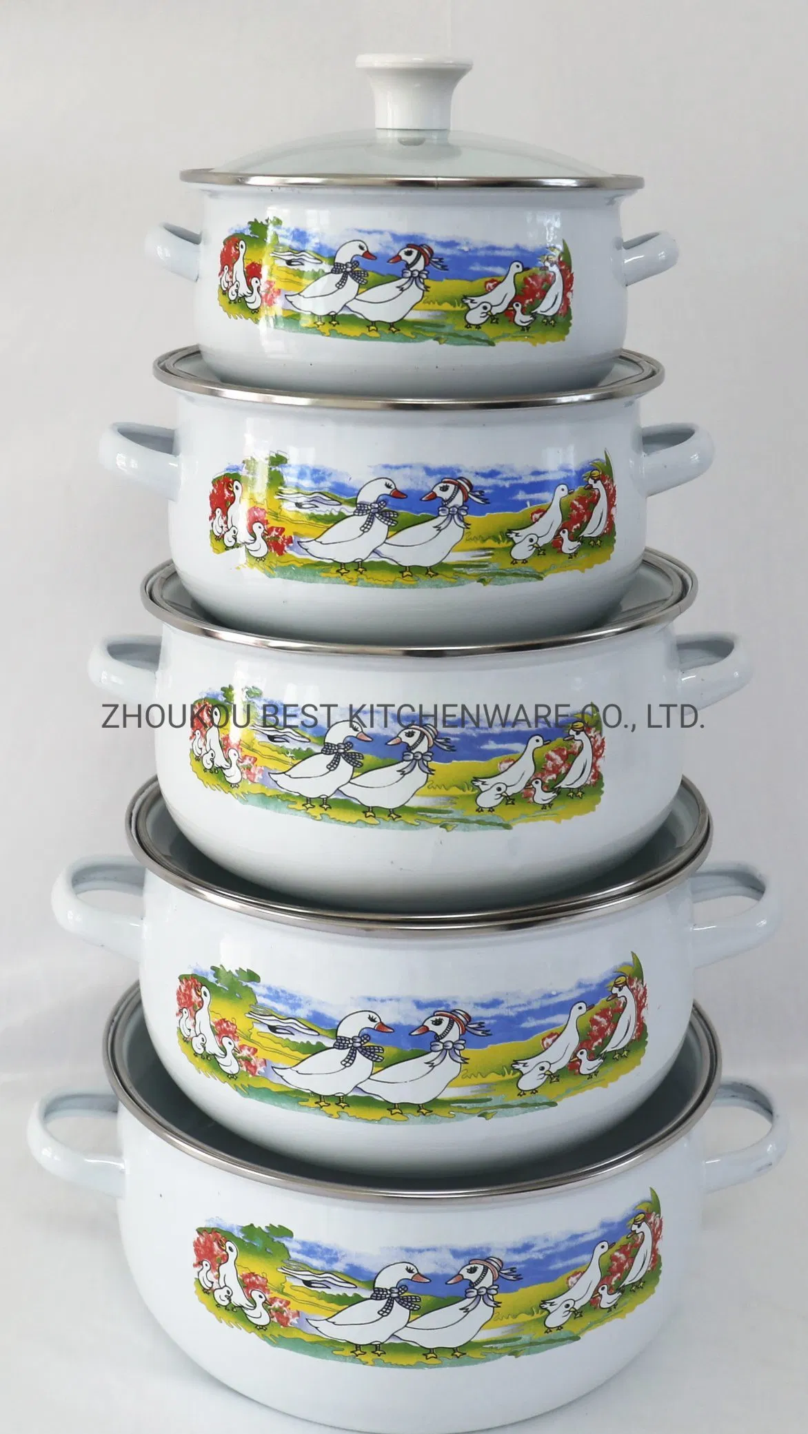 Wholesale Enamel Casserole Set with Glass Lid
