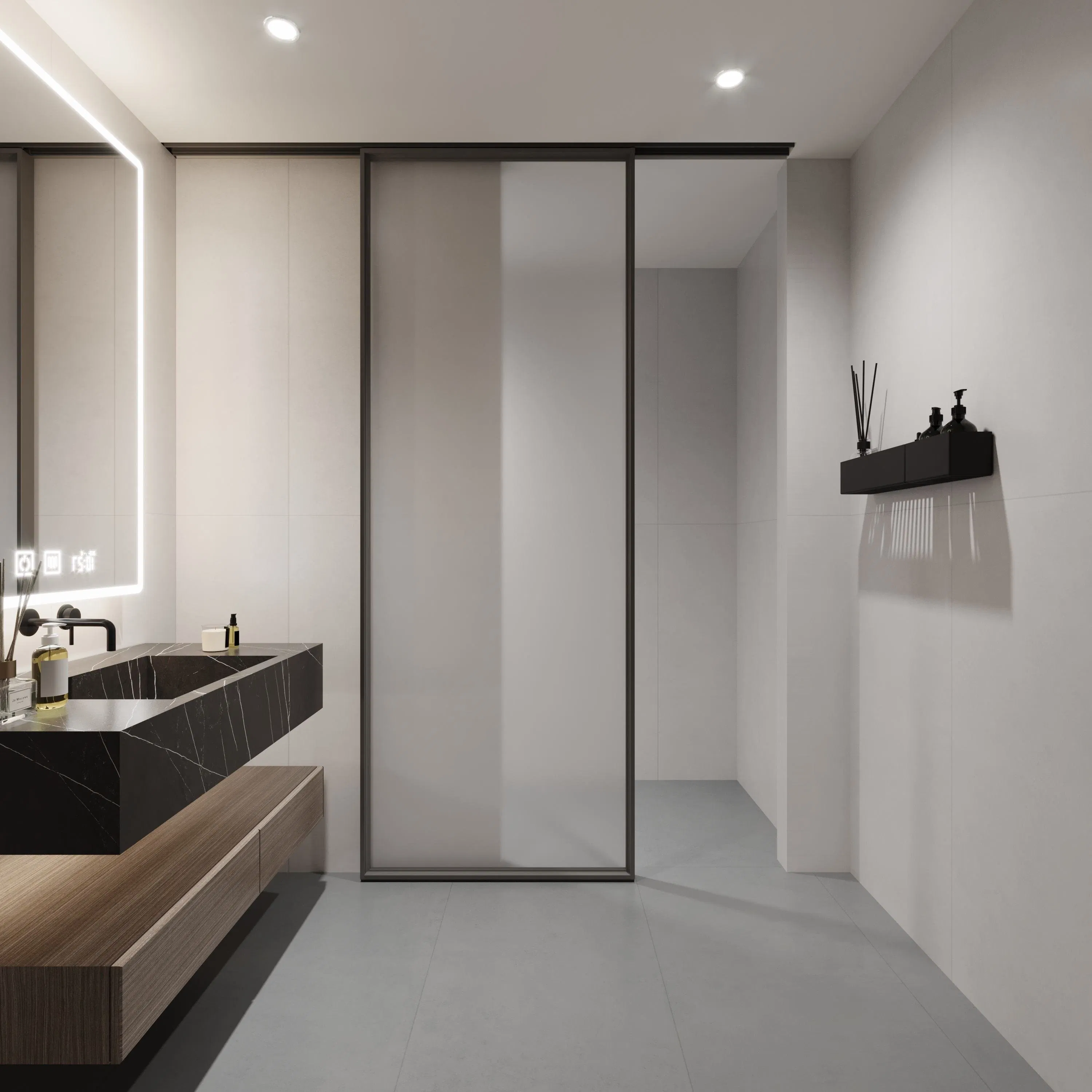 Modern Minimalist Style Glass Sliding Door with Invisible Track Commercial and Interior Home Decoration Suspended Track Aluminum Sliding Doors