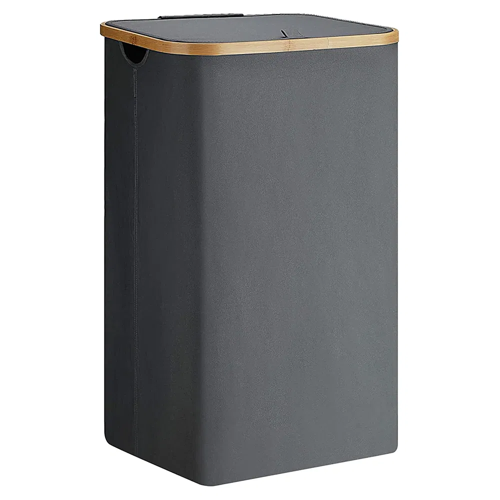Premium Handmade Bamboo Laundry Basket with Lid, Foldable for Home Use