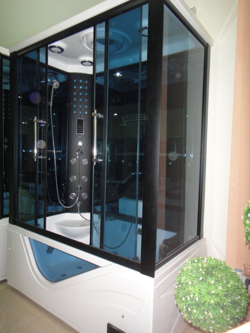 Home Bathroom Deluxe Steam Enclosure Shower with TV Whirlpool Bathtub