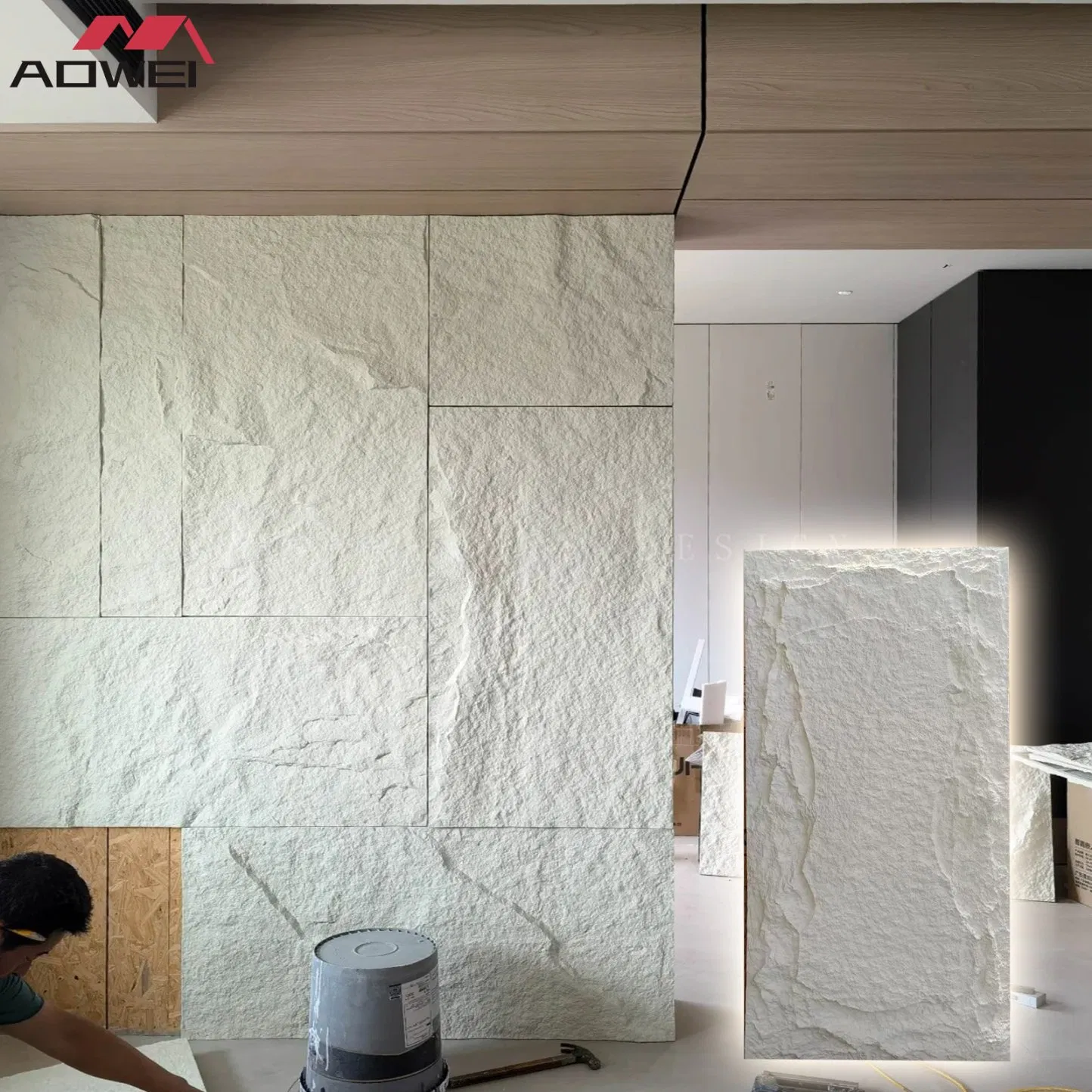 PU Polyurethane Realistic Rock Texture PU Stone Wall Panel for Interior Decoration