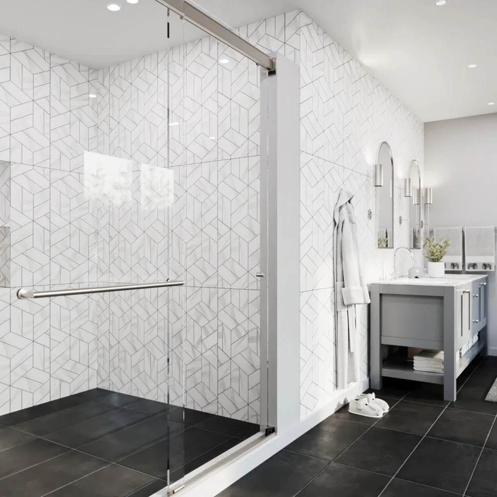 Idl Durable Frameless Shower Door Tempered Sliding Glass Shower Enclosure