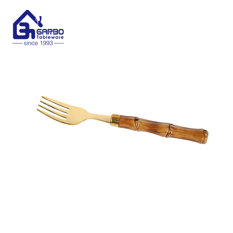 Beige Round Plastic Handle Main Table Stainless Steel Dinner Fork
