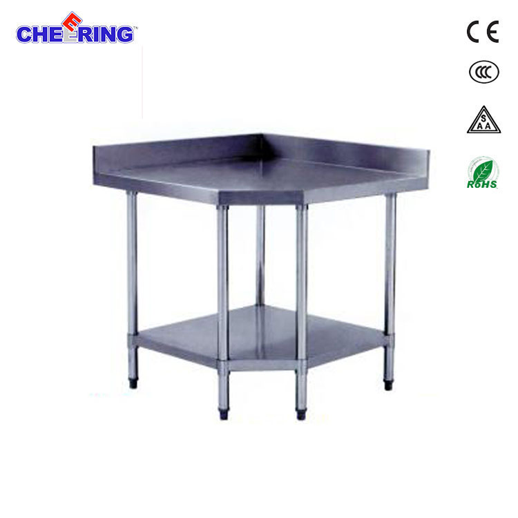 Cheering Withing Splashback &Under Shelf Commercial Stainless Steel Corner Worktable