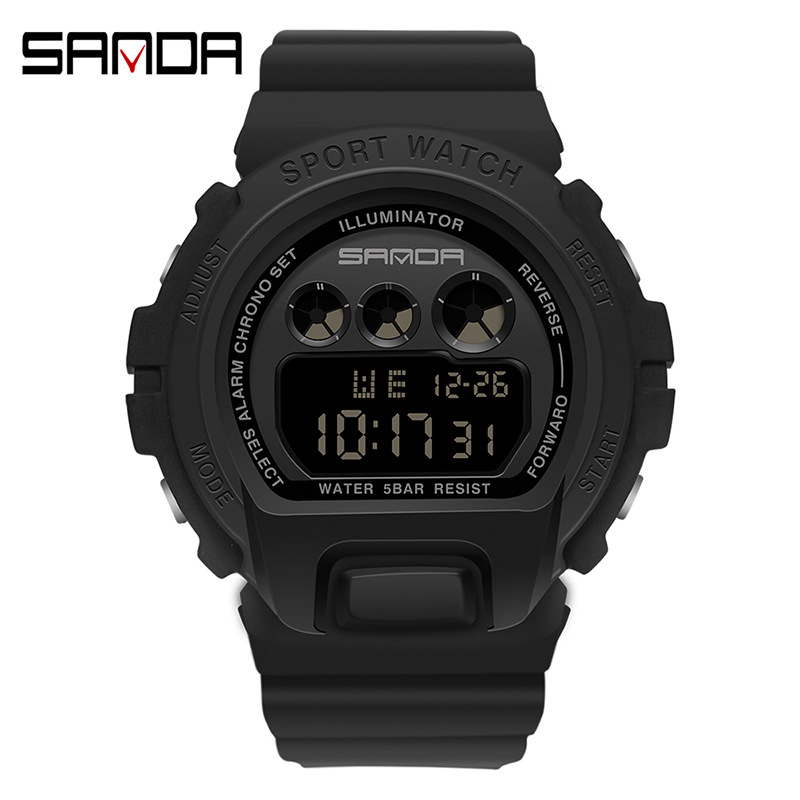 Sanda 2018 Fashion Rubber Band Waterproofing Display Character Sports Digital Watch