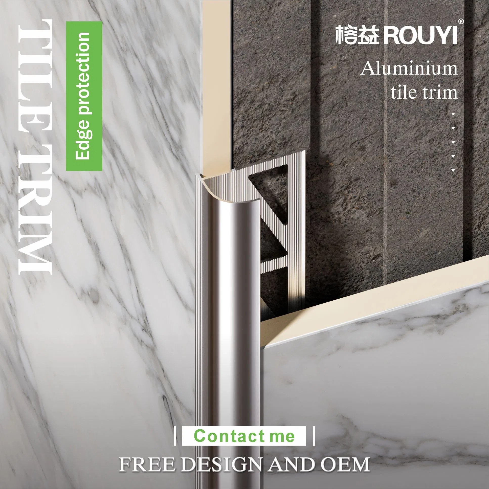 Factory Customized Ceramic Wall Panel Corner Edge Aluminum Tile Trim