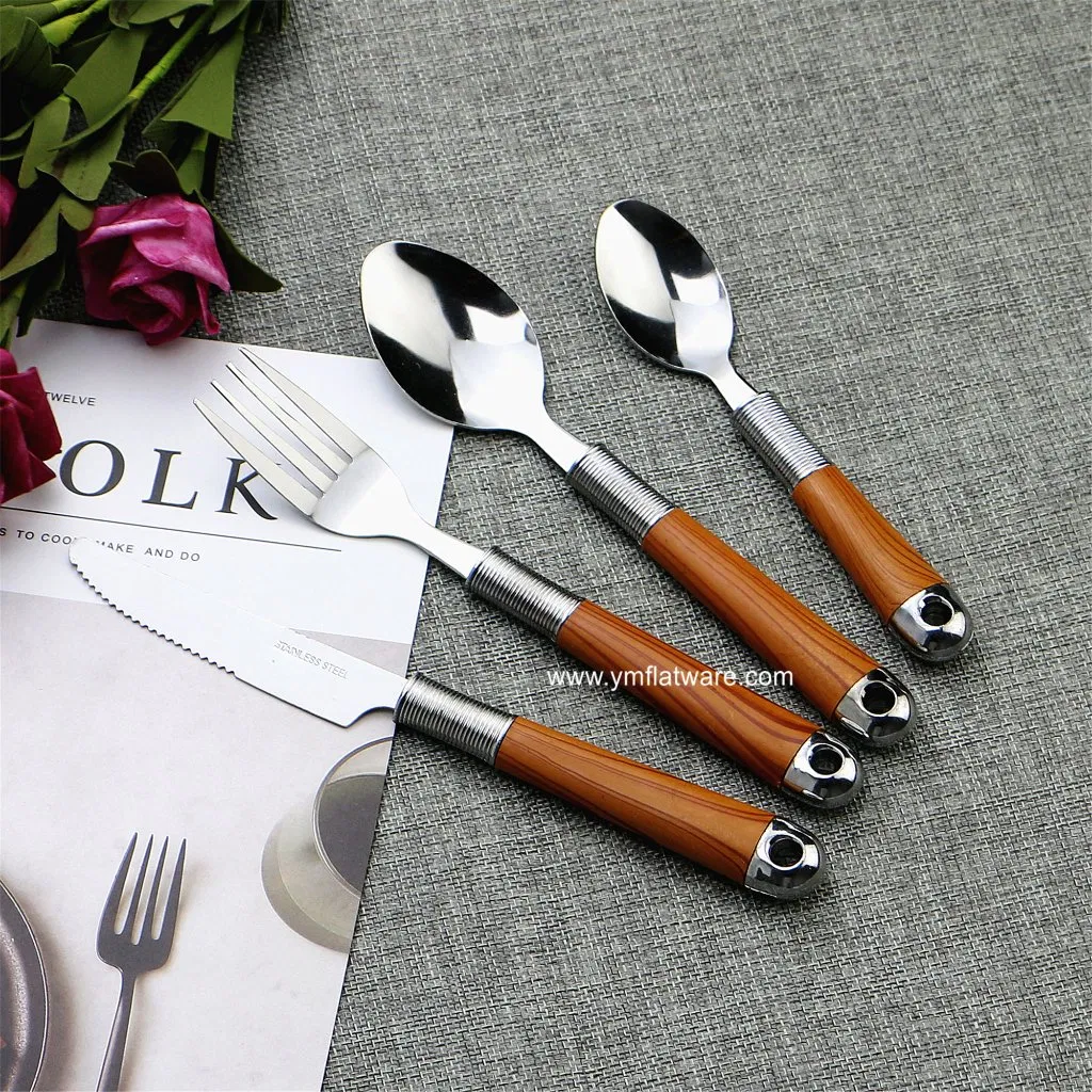 Popular Wooden Printing Hanging Stainless Steel Plastic Handle Flatware