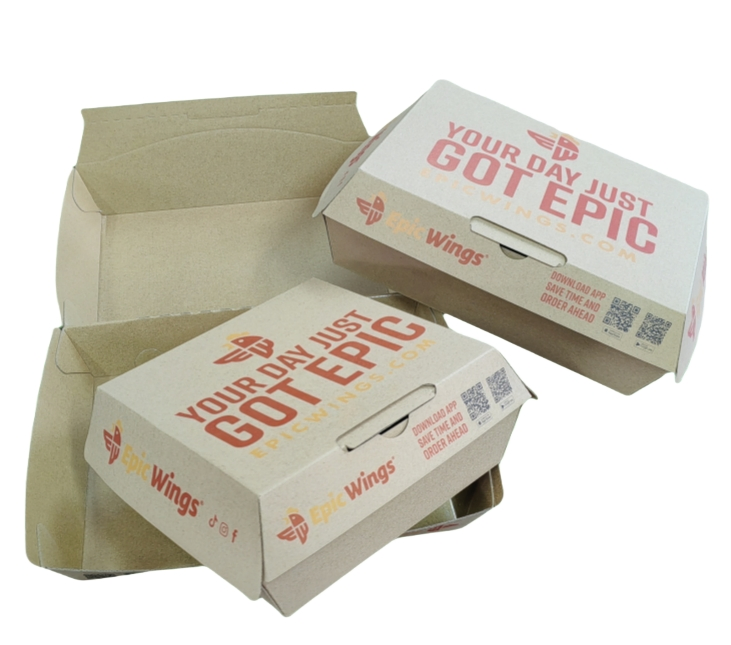100% Manufacturer Cardboard Pizza Clamshell Box with Coating Take Away Paper Packaging Box