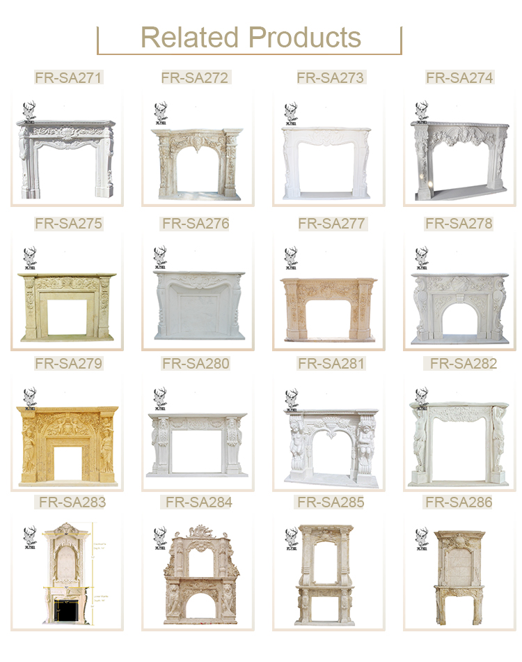 Customized Modern Indoor Decoration Stone Column Fireplace Hand Carved White Marble Fireplace Mantel