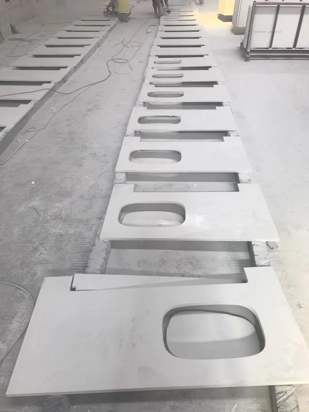 Artificial White Quartz Stone Single Sink Basin Vanity Top for Big Supermarket Supply