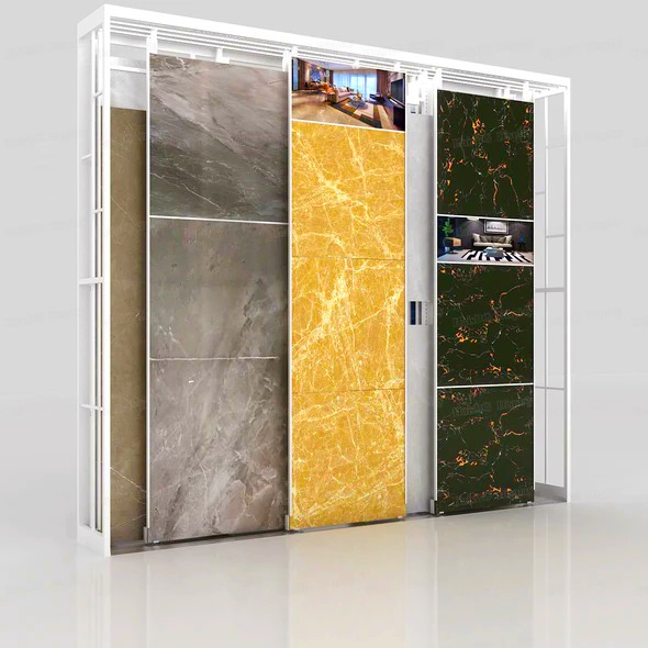 Sliding Ceramic Tile Display Stand Marble Quartz Stone Display Fixture for Showroom