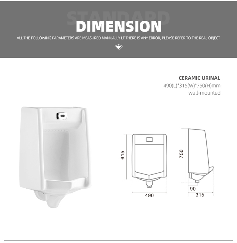Modern and Sleek Bathroom Oval Urinal High-Quality Ceramic Automatic Flush Sensor Wall Hung Porcelain Wc Flush