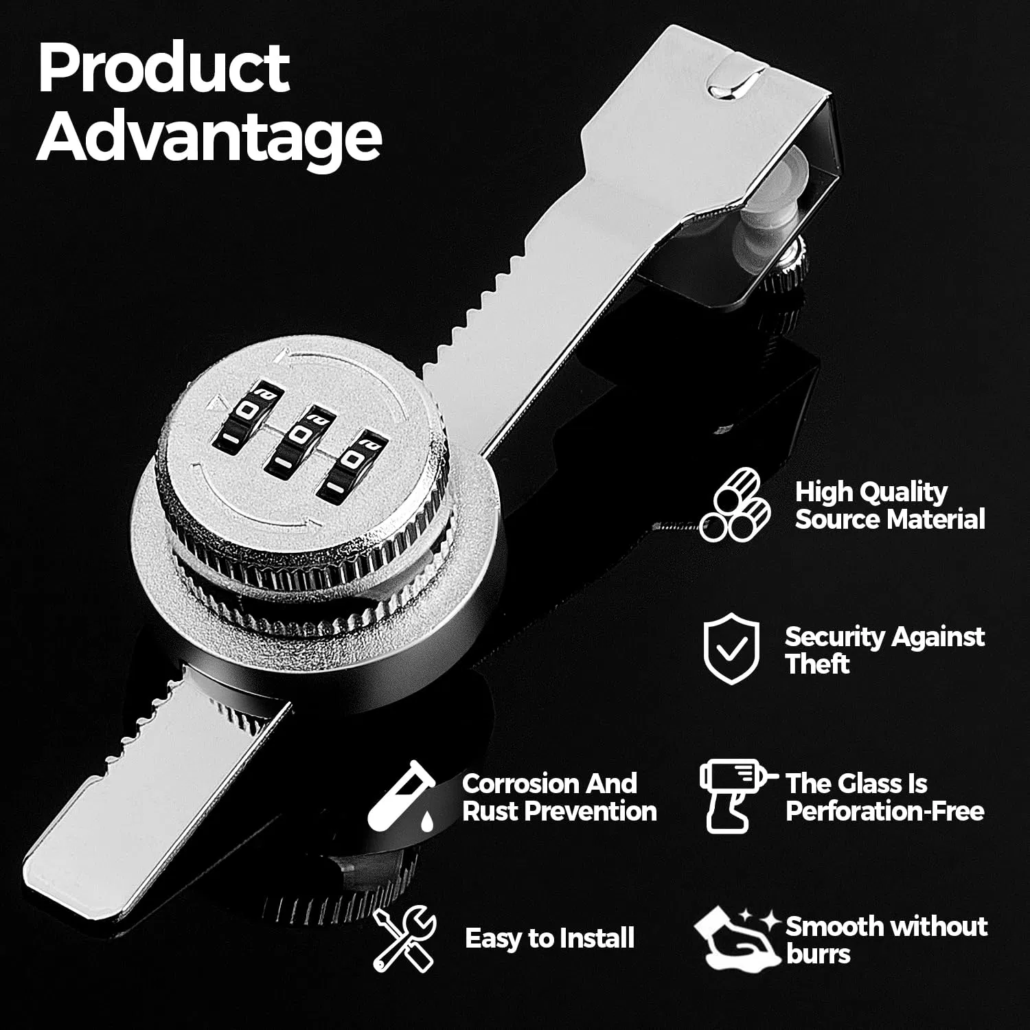 Exhibition jewelry Showcase Code 3 Digit Combination Sliding Glass Lock