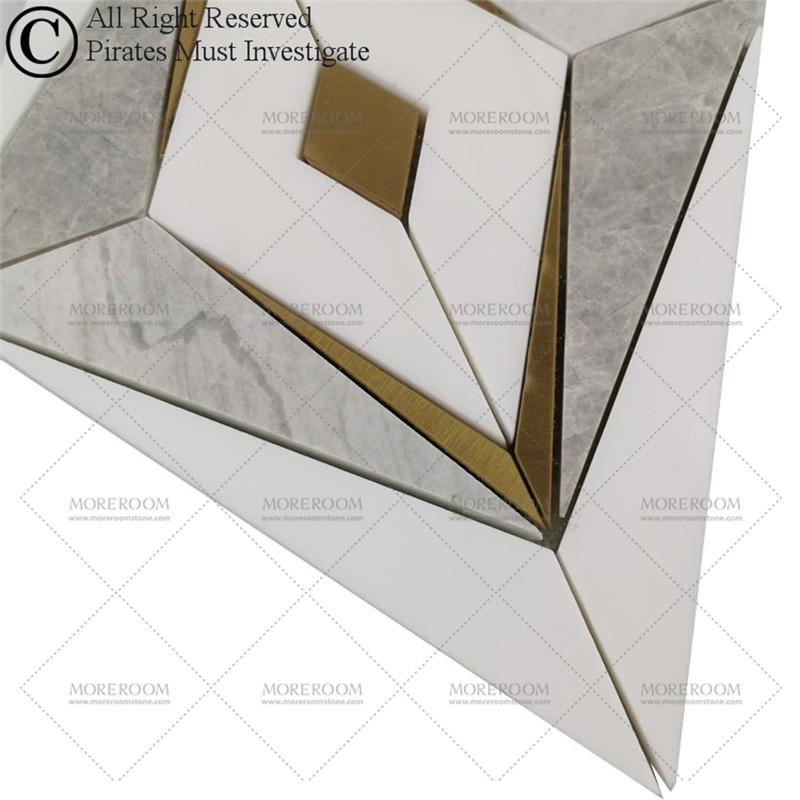 Мозаика из мрамора и латуни Diamond Shape