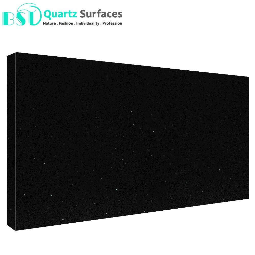 Black Sparkle Mirror Quartz Stone Slabs