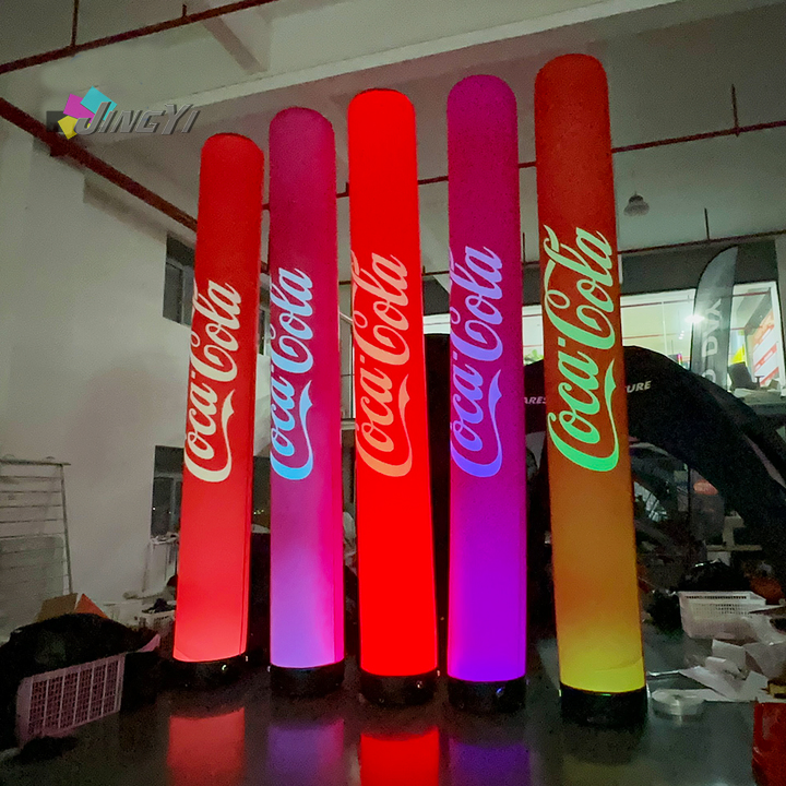 PVC or Oxford Material Outdoor Event Exhibition Sport Inflatable at Night Column Tube with LED Lights