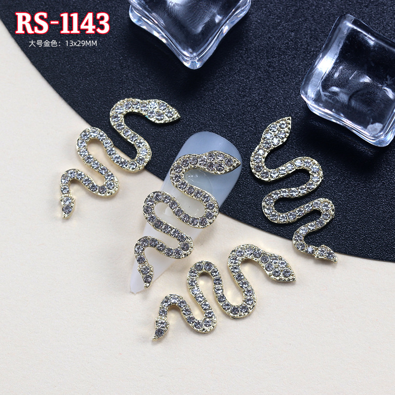 Wholesale Nail Art Diamond Alloy Jewelry Snake Zircon Three-Dimensional Nail Decoration Charms