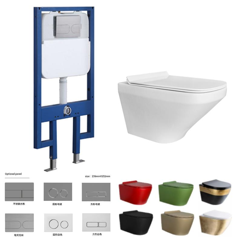 Hotel Customize Color P-Trap Wall Mounted Toilet Bathroom High HDPE Plastic Toilet Tank Concealed Cistern