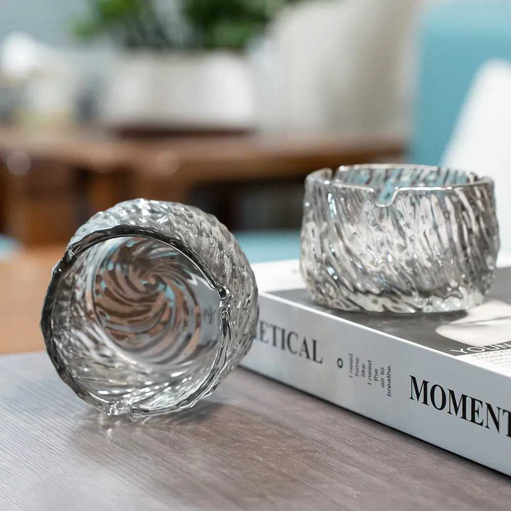 Стеклянная пепельница круглая серая, 150 мл