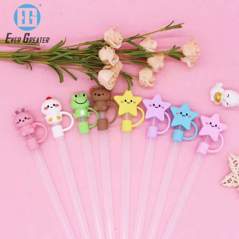 10mm Reusable Straws Tips Dust Toppers Star Covers Silicone Drinking Straw Toppers