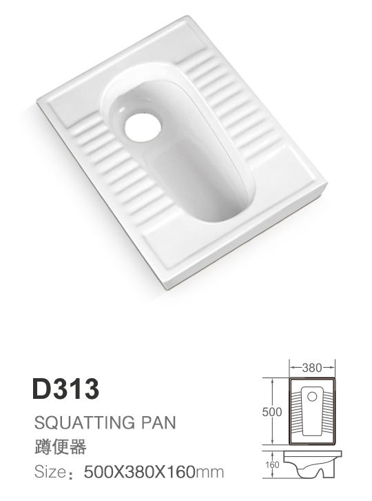 D06 Ceramic Sanitary Ware, Squatting Pan Wc Bowl with Trapway, Squatting Toilet